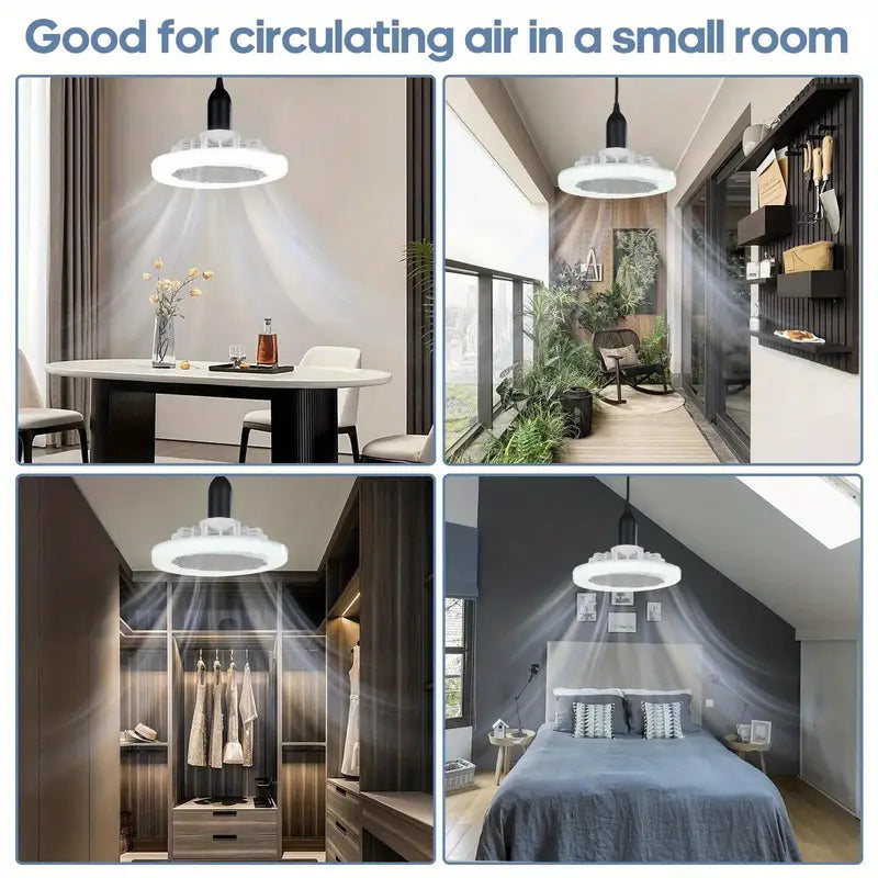 Ceiling Fan With Light, 3 Speed LED Dimming 3 Colors 8 Invisible Bladeless Flush Mount Fan Light