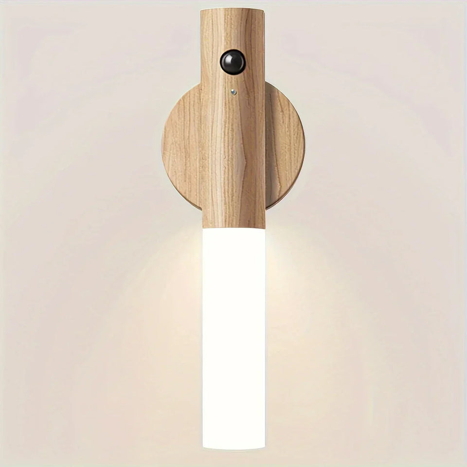 Motion Sensor Night Light, Magnetic Wall Lamp, USB Rechargeable LED Stick Light, Wireless Staircase Indoor Wooden Wall Closet Light for Hallway