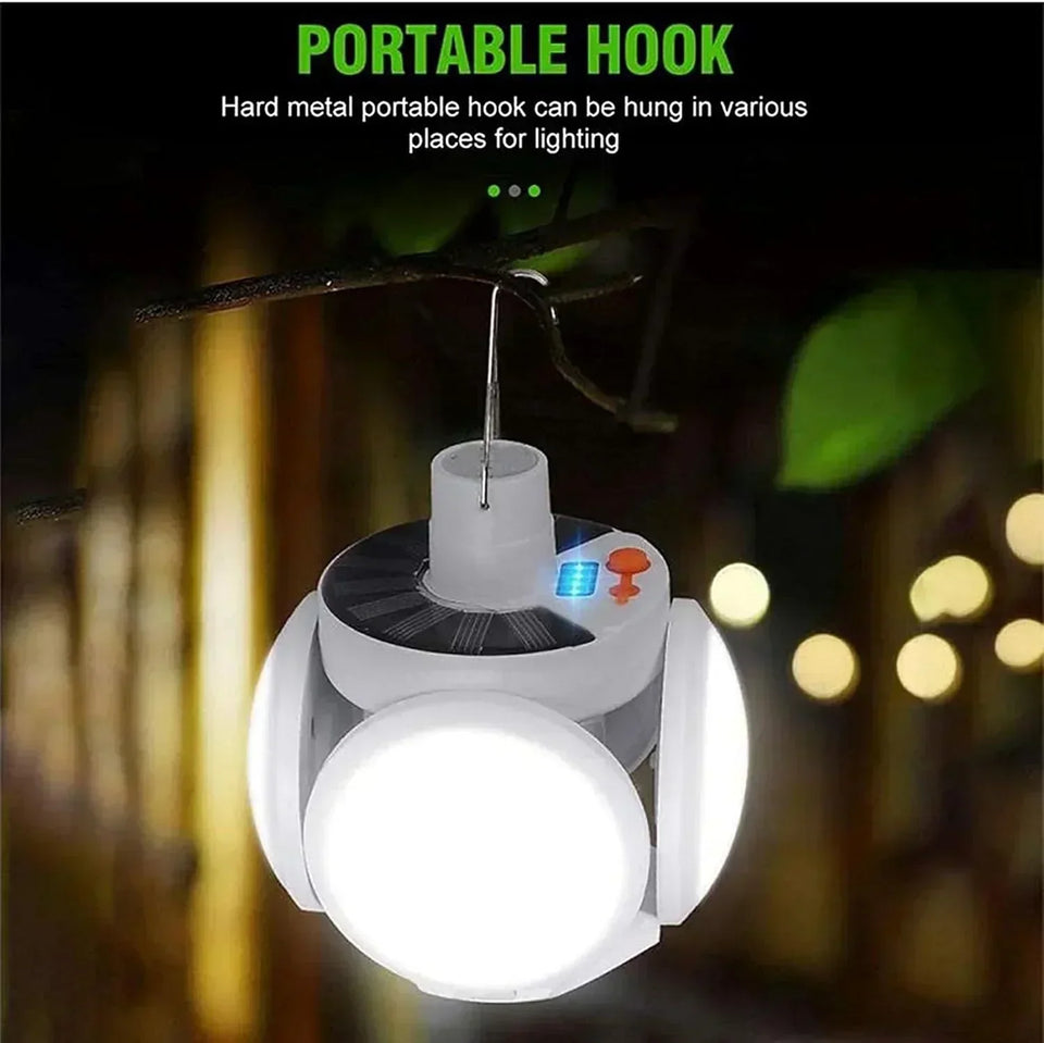 Football Foldable Solar Light, Emergency Home Camping Night Lights, Portable USB Rechargeable LED Search Light,4 sided light